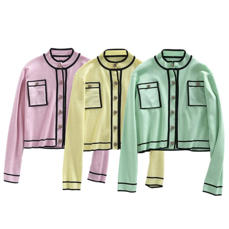 Vogue Sweety Woman Patchwork Knitted Cardigan Tide Spring Casual Button Outwear Female Soft Candy Knitwear
Vogue Sweety Woman Patchwork Knitted Cardigan Tide Spring Casual Button Outwear Female Soft Candy Knitwear