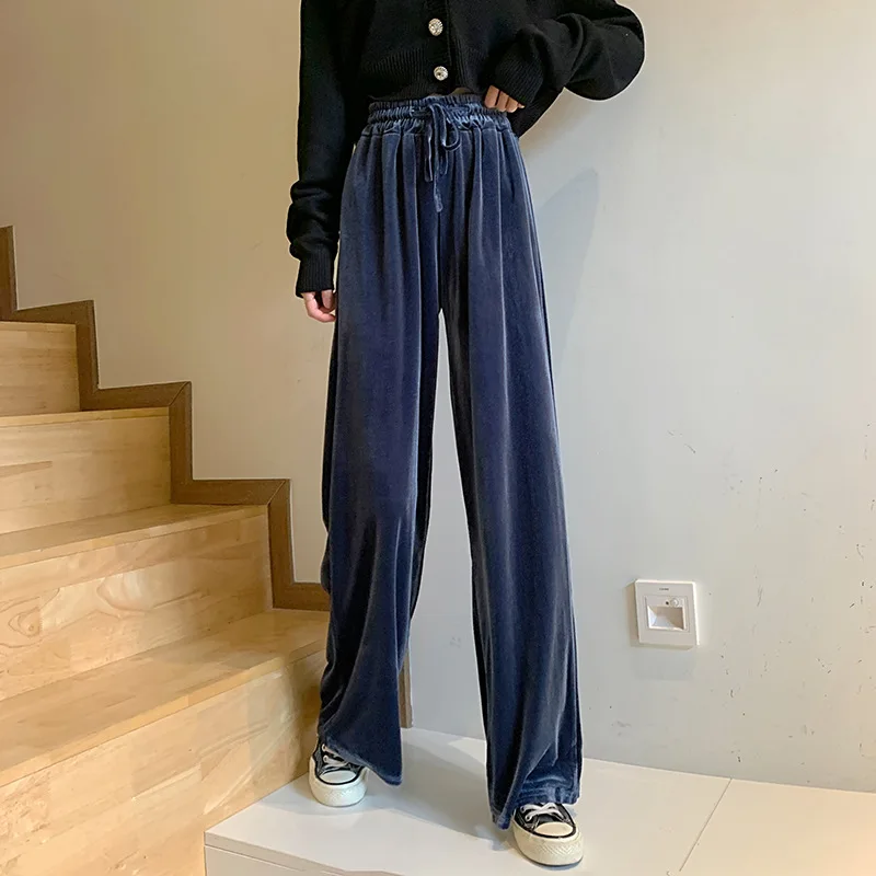 Casual Loose Straight Wide-Leg Pants Ladies Gold Velvet Solid Color Wide-Leg Pants Spring Autumn Korean Style
Casual Loose Straight Wide-Leg Pants Ladies Gold Velvet Solid Color Wide-Leg Pants Spring Autumn Korean Style