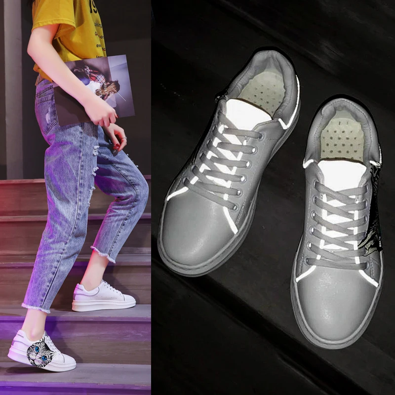 Women Flat Shoes White Platform Sneakers Casual Shoes Comfortable Reflective Color Sneakers Women Trainers Chaussures Femme
Women Flat Shoes White Platform Sneakers Casual Shoes Comfortable Reflective Color Sneakers Women Trainers Chaussures Femme