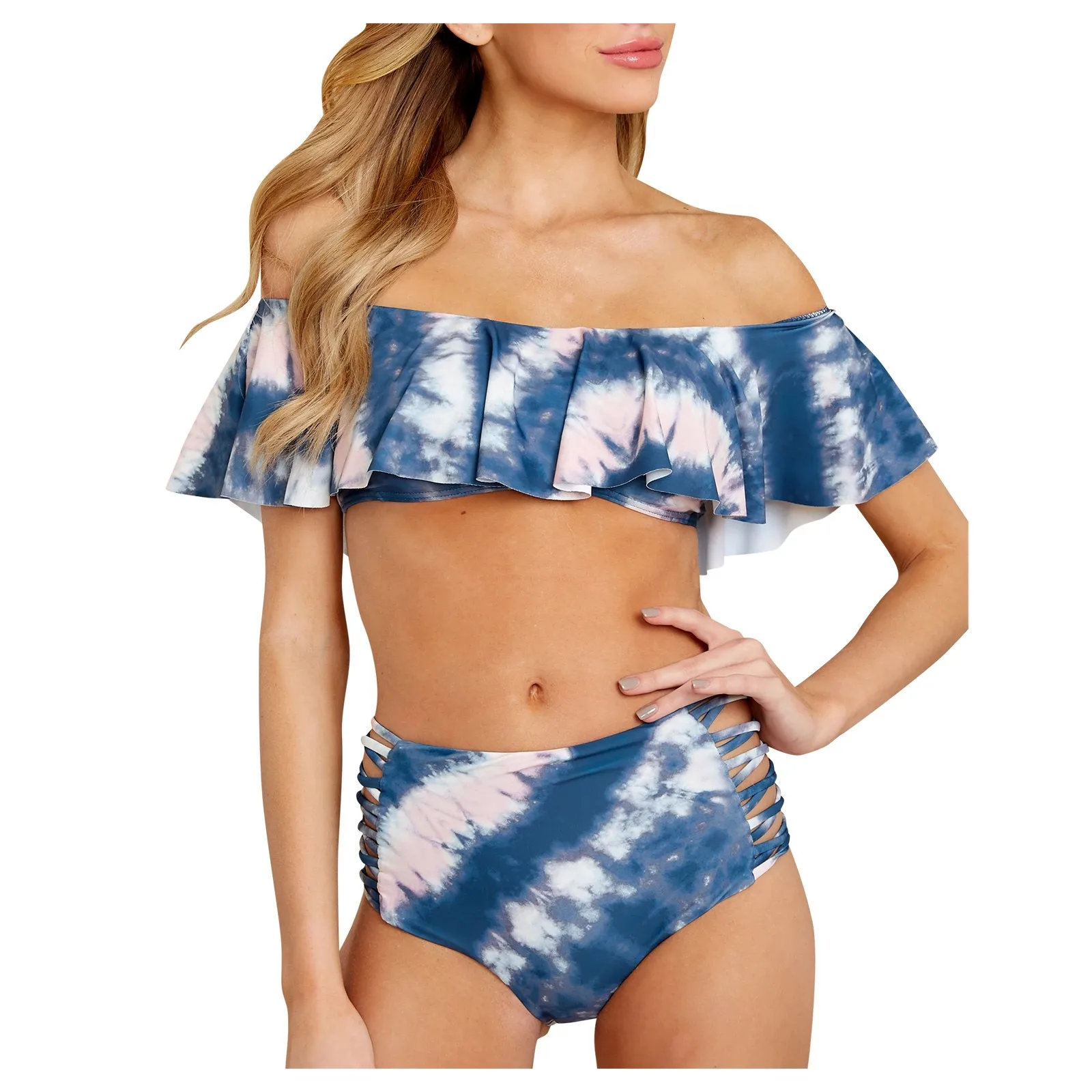 Shoulder Split Ruffle Swimsuit One Print Women's Tie-dye Sexy Bikini Swimwears Tankinis Set
Shoulder Split Ruffle Swimsuit One Print Women's Tie-dye Sexy Bikini Swimwears Tankinis Set