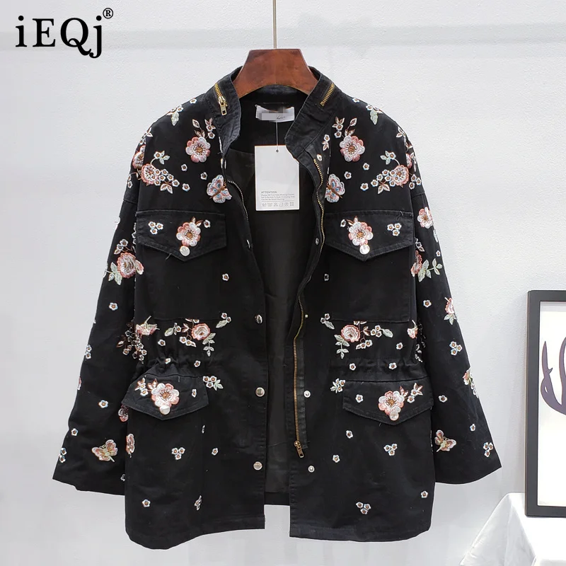 IEQJ autumn and winter New Women Fashion Black Stand Collar Zipper Drawstring Printed Embroidery Safari Style Loose 3F0053
IEQJ autumn and winter New Women Fashion Black Stand Collar Zipper Drawstring Printed Embroidery Safari Style Loose 3F0053