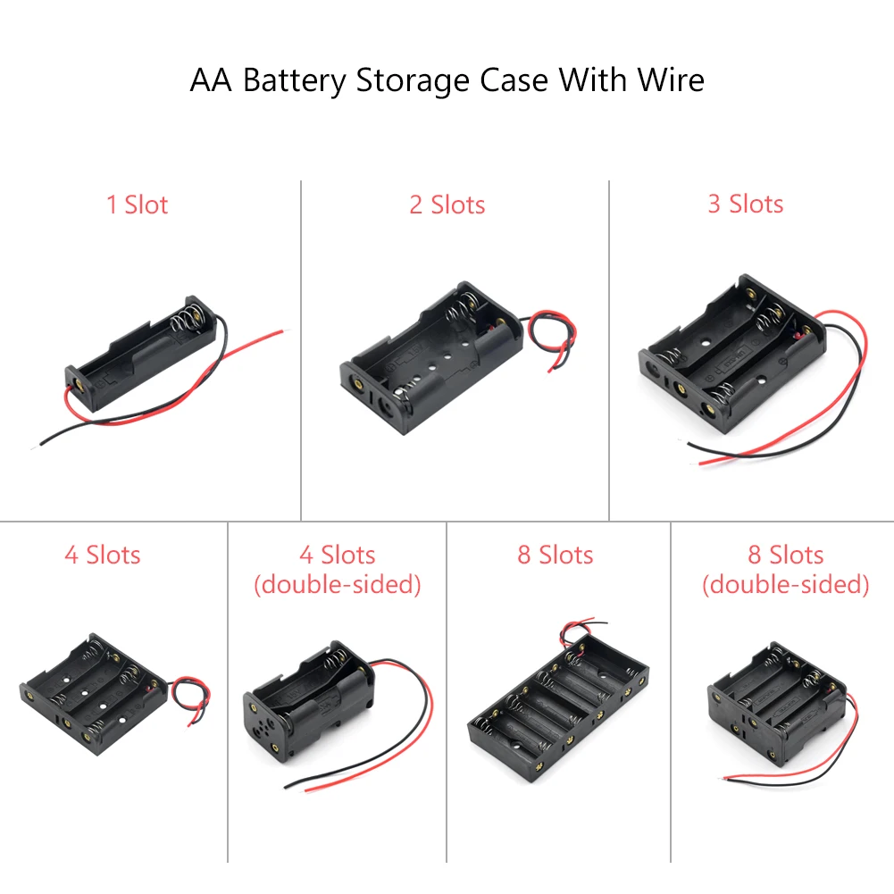 1 2 3 4 8 Way Slots Battery Holder For 1/2/3/4/8 X AA Box Holder With Wire Leads Battery Storage Case ABS Box Fast Power Supply
1 2 3 4 8 Way Slots Battery Holder For 1/2/3/4/8 X AA Box Holder With Wire Leads Battery Storage Case ABS Box Fast Power Supply