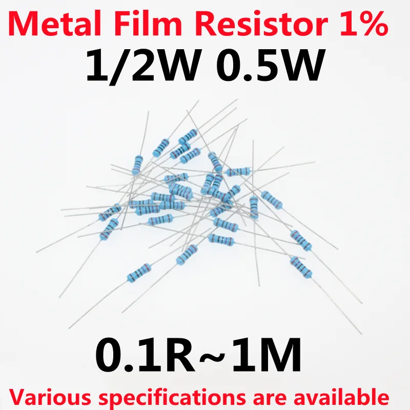 

1/2 Вт металлический пленочный резистор 1% 0.1R ~ 1M 1 4,7 10R 47 100 220 470 680 1K 2,2 K 10K 22K 4,7 K 100K пятицветный 0,5 Вт кольцевой резистор