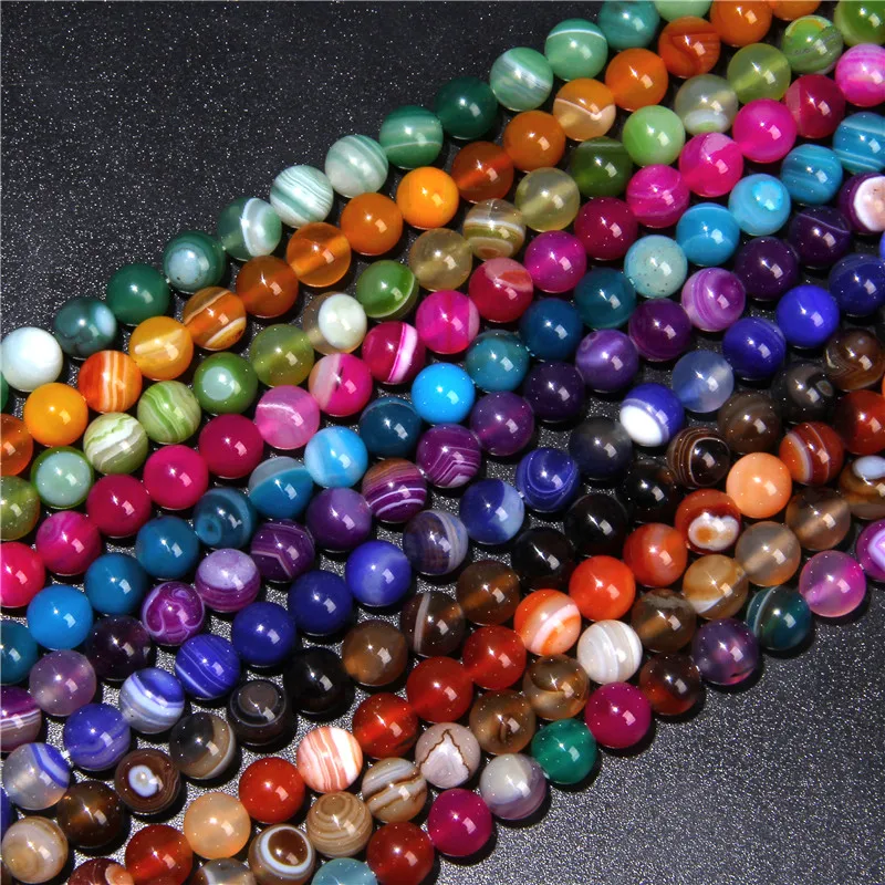 Natural Stone Beads Round Polished Striped Agates Loose Spacer Beads for Jewelry Making DIY Bracelet Necklace 4 6 8 10 12 MM 
Natural Stone Beads Round Polished Striped Agates Loose Spacer Beads for Jewelry Making DIY Bracelet Necklace 4 6 8 10 12 MM