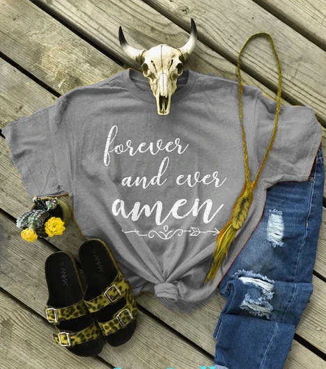 Forever And Ever Amen Christian women fashion t-shirt funny slogan tees tumblr cool girl style Jesus gift tops t shirt-K988
Forever And Ever Amen Christian women fashion t-shirt funny slogan tees tumblr cool girl style Jesus gift tops t shirt-K988