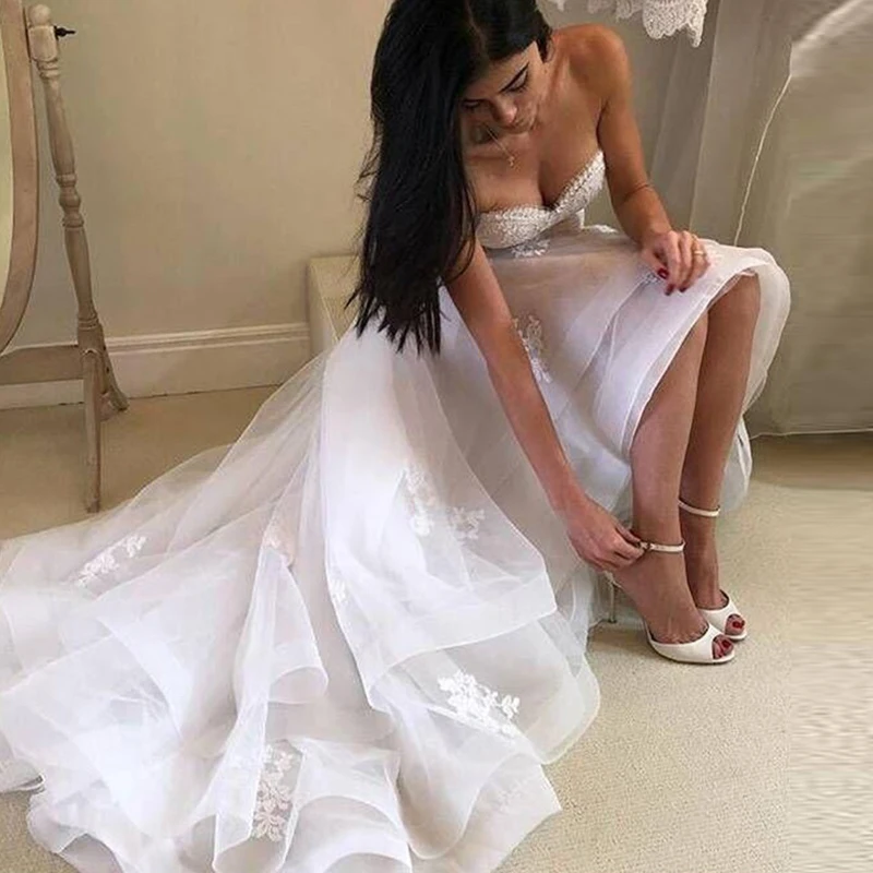 Miaoduo High/Low Wedding dresses 2021 Short Bride Downs Appliques Lace wedding dress Simple vestido de casamento for women
Miaoduo High/Low Wedding dresses 2021 Short Bride Downs Appliques Lace wedding dress Simple vestido de casamento for women