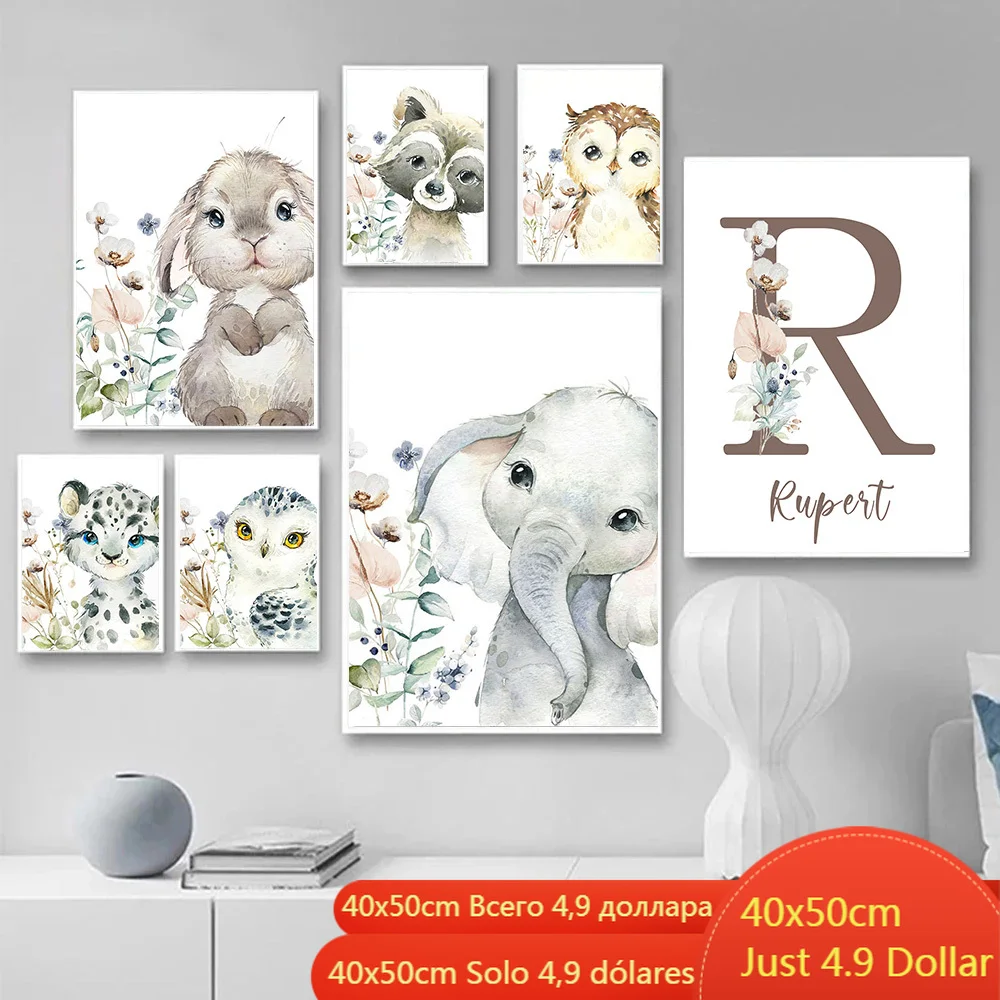 Personalized Poster Baby Name Custom Canvas Painting Print Lion Elephant Raccoon Rabbit Wall Art Kids Room Decoration Picture
Personalized Poster Baby Name Custom Canvas Painting Print Lion Elephant Raccoon Rabbit Wall Art Kids Room Decoration Picture