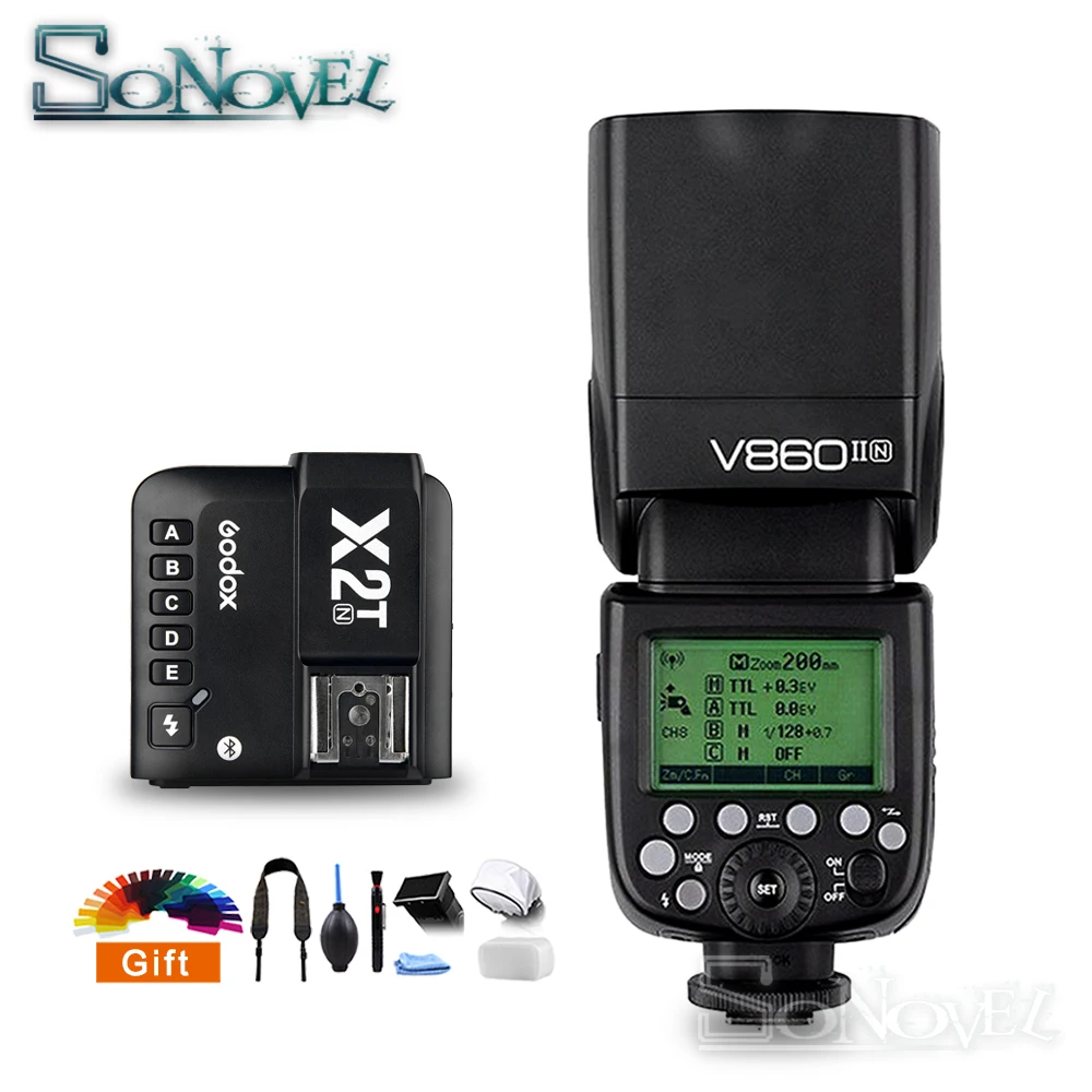 

Godox V860II V860II-N TTL HSS Li-ion Battery Speedlite Flash With X2T-N Flash Trigger Transmitter for Nikon D850 D5 D4 D3X Z7 Z6
