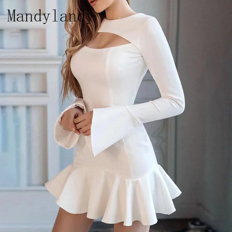 Mandylandy Women's Sexy Slim Dress Spring Elegant Long Sleeve O-Neck High Waist Solid Color Hollow Out Ruffled Stitching Dress
Mandylandy Women's Sexy Slim Dress Spring Elegant Long Sleeve O-Neck High Waist Solid Color Hollow Out Ruffled Stitching Dress