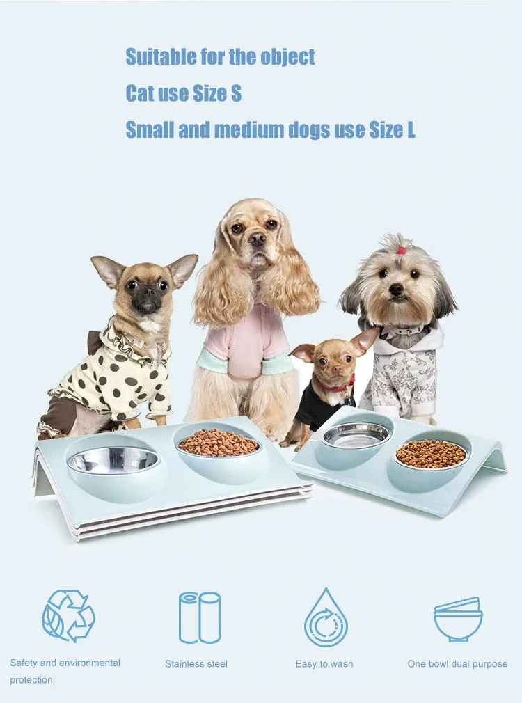 Double Dog Cat Bowls Stainless Steel Pet Food Water Feeder For Dog Puppy Cats Pets Supplies Feeding Dishes
Double Dog Cat Bowls Stainless Steel Pet Food Water Feeder For Dog Puppy Cats Pets Supplies Feeding Dishes