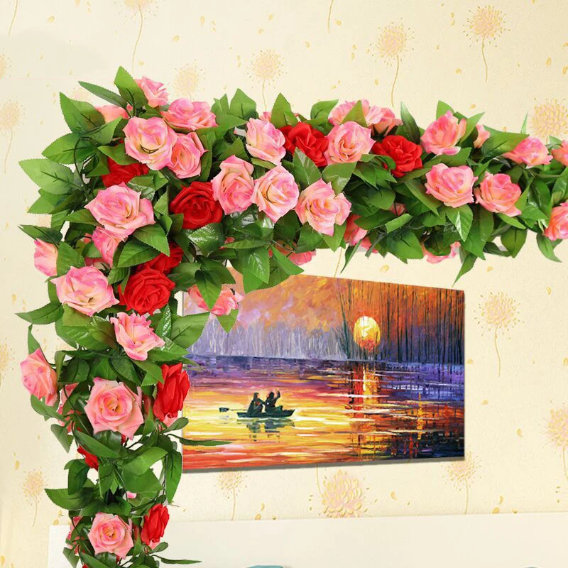 240cm Silk Roses Lvy Vine With Green Leaves For Home Wedding Decoration Fake Leaf Diy Hanging Garland Artificial Flowers
240cm Silk Roses Lvy Vine With Green Leaves For Home Wedding Decoration Fake Leaf Diy Hanging Garland Artificial Flowers