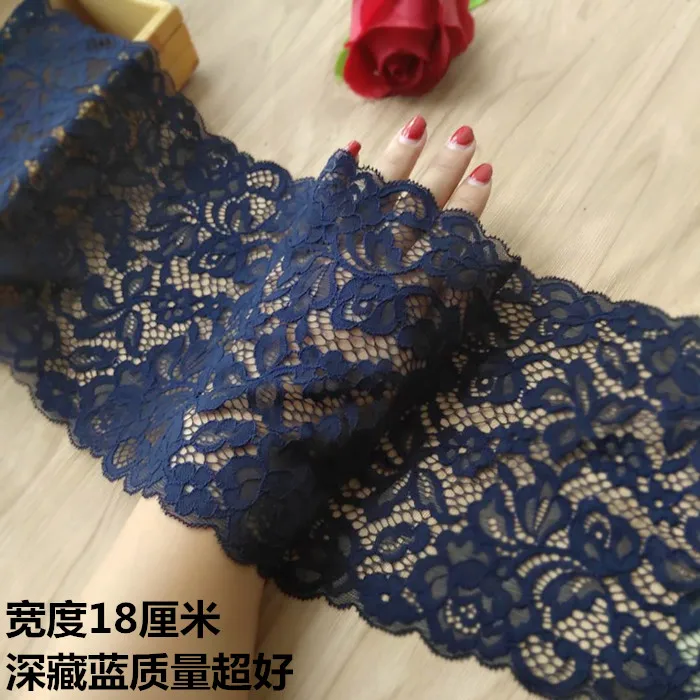 5 ярдов/Лот темно синяя эластичная кружевная отделка декоративная ткань одежда