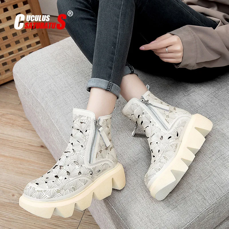 Cuculus New Genuine Leather Boots Women Lace Up Hollow Lace Up spring Summer Martin Boots Fashion Chunky Platform Ankle Botas
Cuculus New Genuine Leather Boots Women Lace Up Hollow Lace Up spring Summer Martin Boots Fashion Chunky Platform Ankle Botas