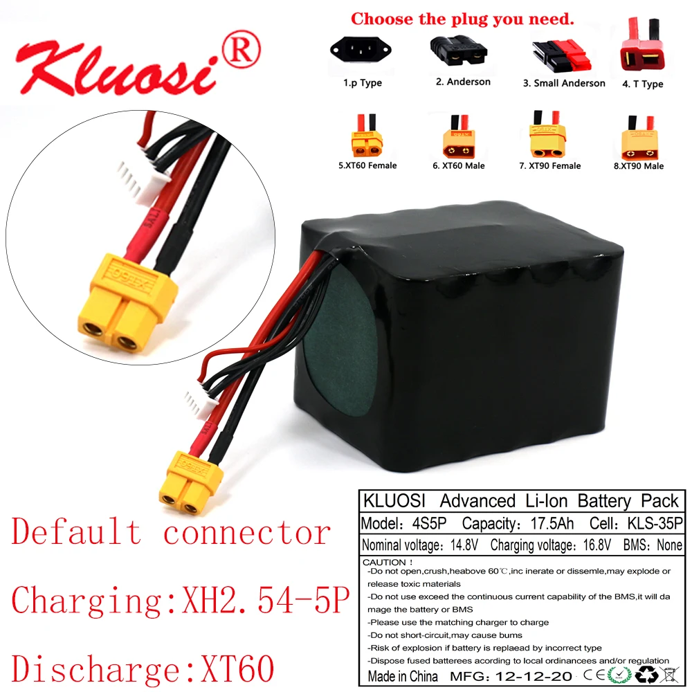 KLUOSI 14,8 V 17.5Ah 18Ah 4S5P 16,8 V ионно-литиевая Батарея высокое Ёмкость Бла (беспилотный летательный аппарат Перезаряжаемые для различных радиоуправл...
KLUOSI 14,8 V 17.5Ah 18Ah 4S5P 16,8 V ионно-литиевая Батарея высокое Ёмкость Бла (беспилотный летательный аппарат Перезаряжаемые для различных радиоуправл...