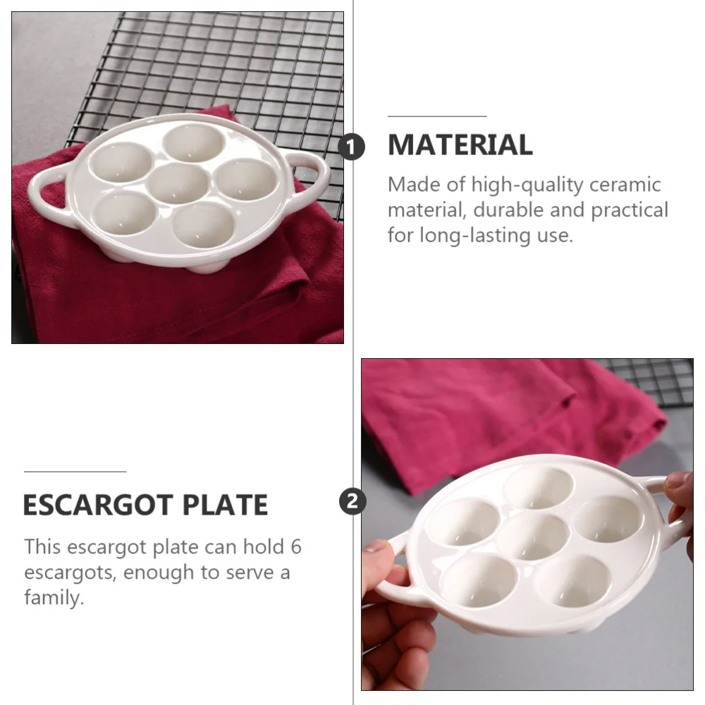 1Pc Escargot Plate 6 Compartments Dish Snail Baking Dish Serving Plate