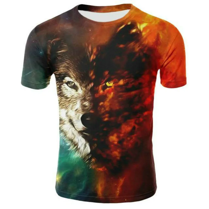 Men's wolf head T-shirt O-neck streetwear casual entertainment short-sleeved 3D printing 2021 summer new products 
Men's wolf head T-shirt O-neck streetwear casual entertainment short-sleeved 3D printing 2021 summer new products