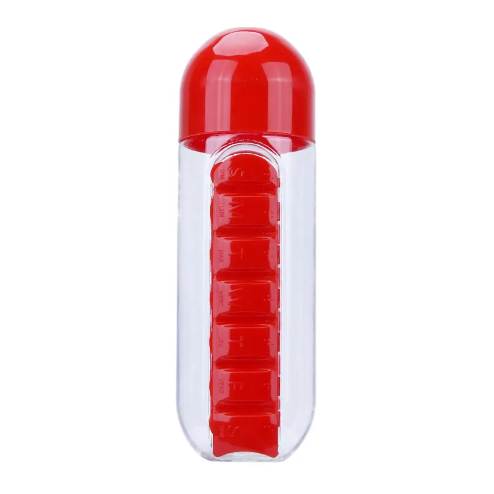600ML Plastic 2 In 1 Combine Daily Pill Box Outdoors Drinking Bottles Cups With Medicine Pill Box Organizer
600ML Plastic 2 In 1 Combine Daily Pill Box Outdoors Drinking Bottles Cups With Medicine Pill Box Organizer