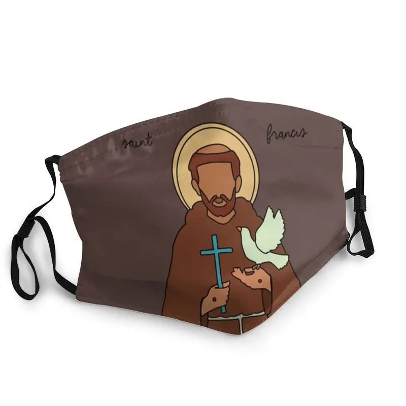 

Saint Francis Mouth Face Mask Men Anti Haze Dust Catholic Mask Protection Non-Disposable Respirator Mouth Muffle