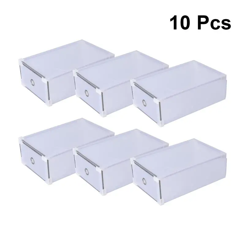 10PCS Plastic Crate Storage Clear Drawer Shoe Boxes Stackable Shoes Case Home Wardrobe Thicken Shoebox Size 31*20*11 (White)
10PCS Plastic Crate Storage Clear Drawer Shoe Boxes Stackable Shoes Case Home Wardrobe Thicken Shoebox Size 31*20*11 (White)