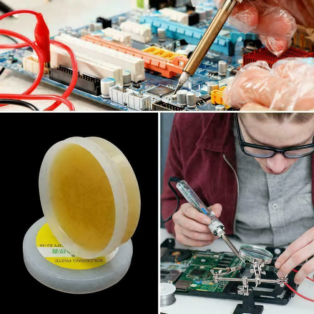 50g Rosin Soldering Flux Paste Solder Welding Grease Cream For Phone PCB Board Soldering Tools PCB Boards Solder.
50g Rosin Soldering Flux Paste Solder Welding Grease Cream For Phone PCB Board Soldering Tools PCB Boards Solder.