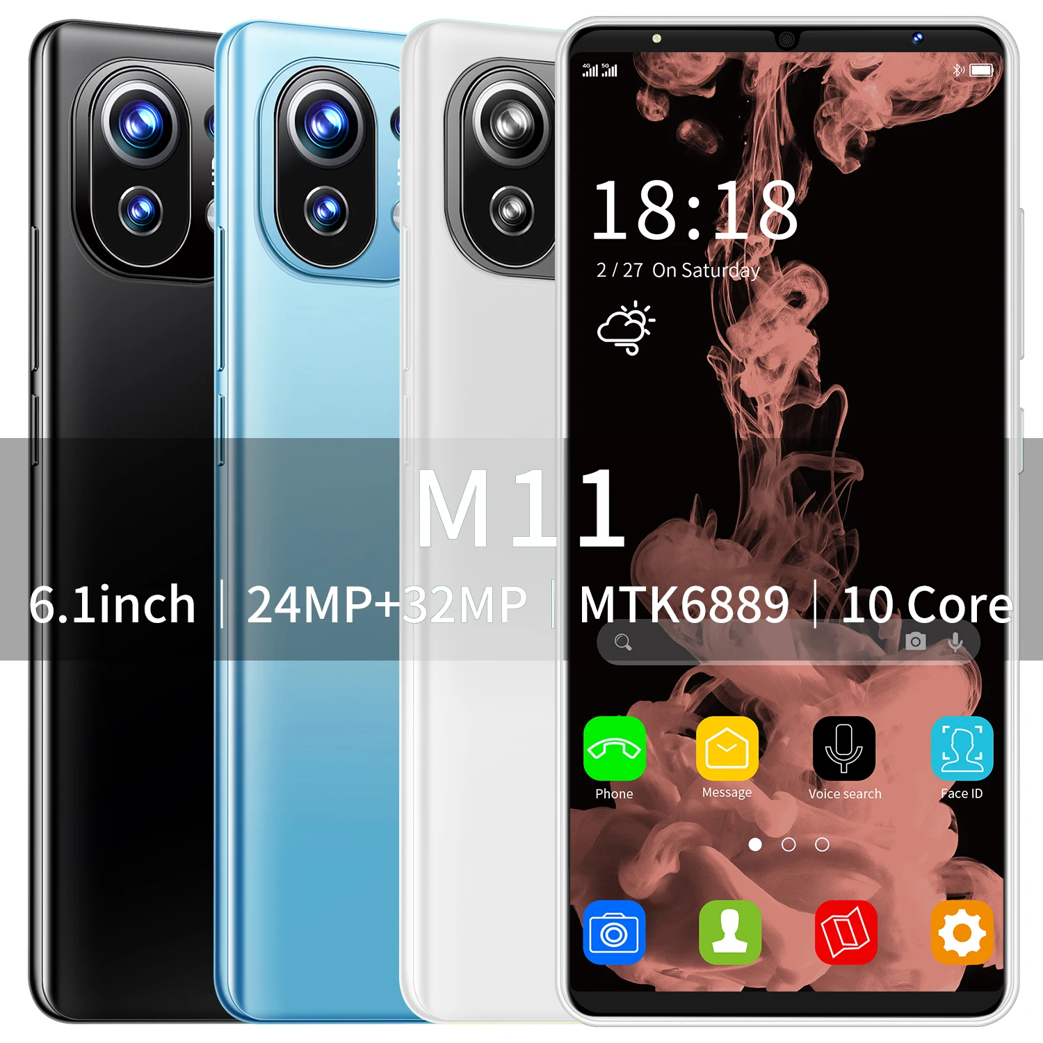 

M11 4G LTE 6.1 inch smartphones Android mobile phones 8G RAM 256G ROM 32MP cheap celulars unlocked new Global Version