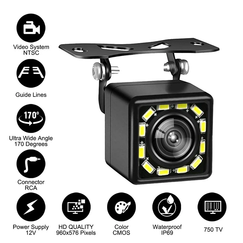 170 degree HD CMOS Car Rear View Reverse Backup Camera 12 LED Waterproof Night Vision Universal Backup Parking Camera
170 degree HD CMOS Car Rear View Reverse Backup Camera 12 LED Waterproof Night Vision Universal Backup Parking Camera
