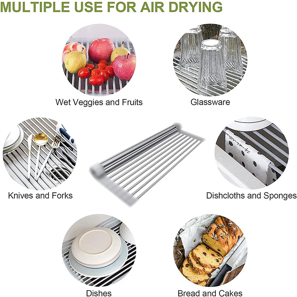 Roll Up Multipurpose Rustproof Dish Drying Drainers Rack Over Sink Storage Organizer Foldable Tray Kitchen Bathroom Accessories
Roll Up Multipurpose Rustproof Dish Drying Drainers Rack Over Sink Storage Organizer Foldable Tray Kitchen Bathroom Accessories