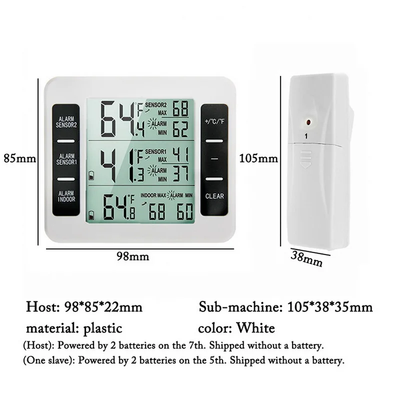 Home Wireless Indoor And Outdoor Electronic Refrigerator Thermometer Temperature Measuring Device
Home Wireless Indoor And Outdoor Electronic Refrigerator Thermometer Temperature Measuring Device