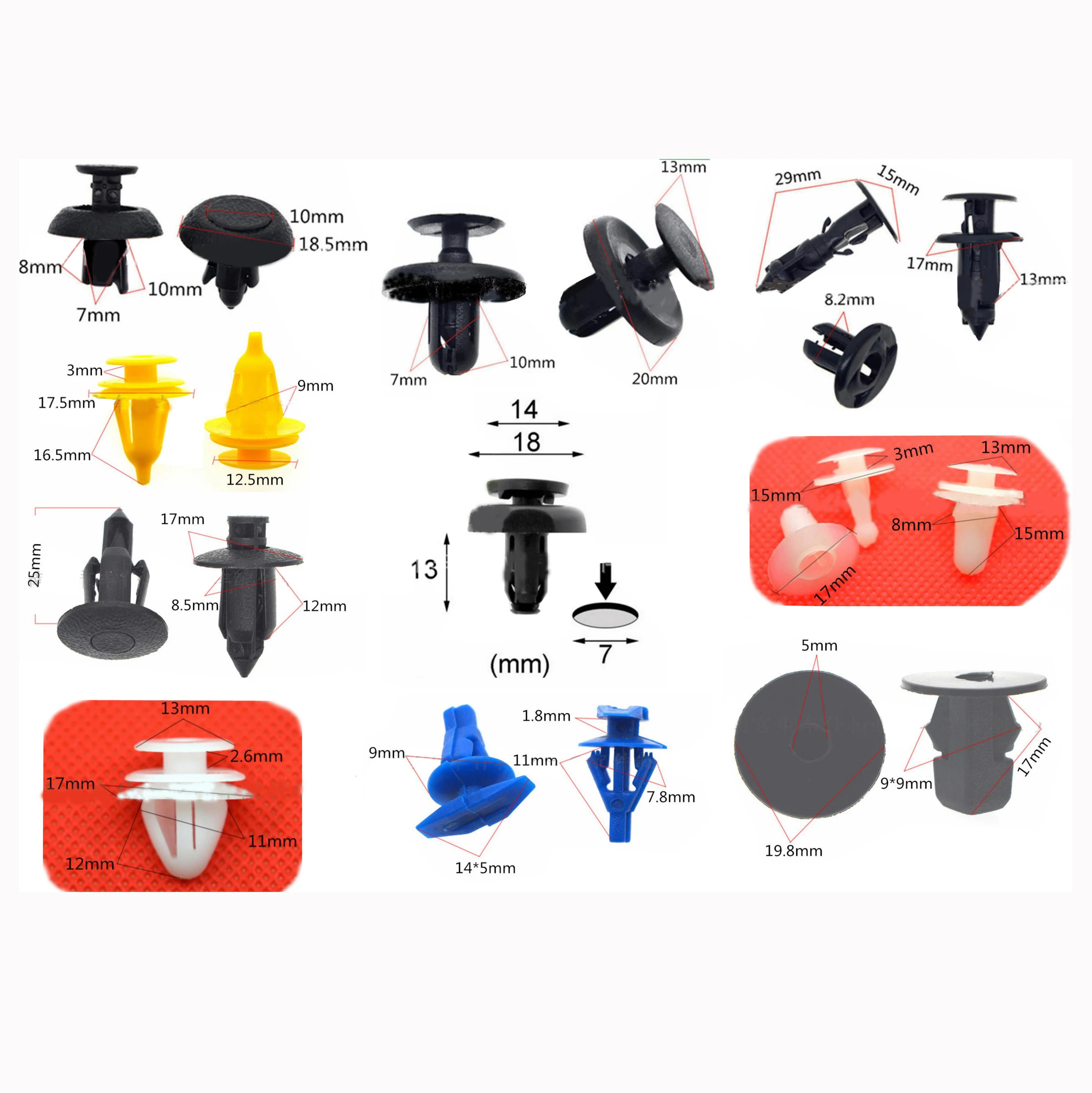 100pcs 10-Types Door Pannel Clips Trim Mountings Pins Headliner Retainer Fastener Screws Assortment for Toyota Lexus
100pcs 10-Types Door Pannel Clips Trim Mountings Pins Headliner Retainer Fastener Screws Assortment for Toyota Lexus
