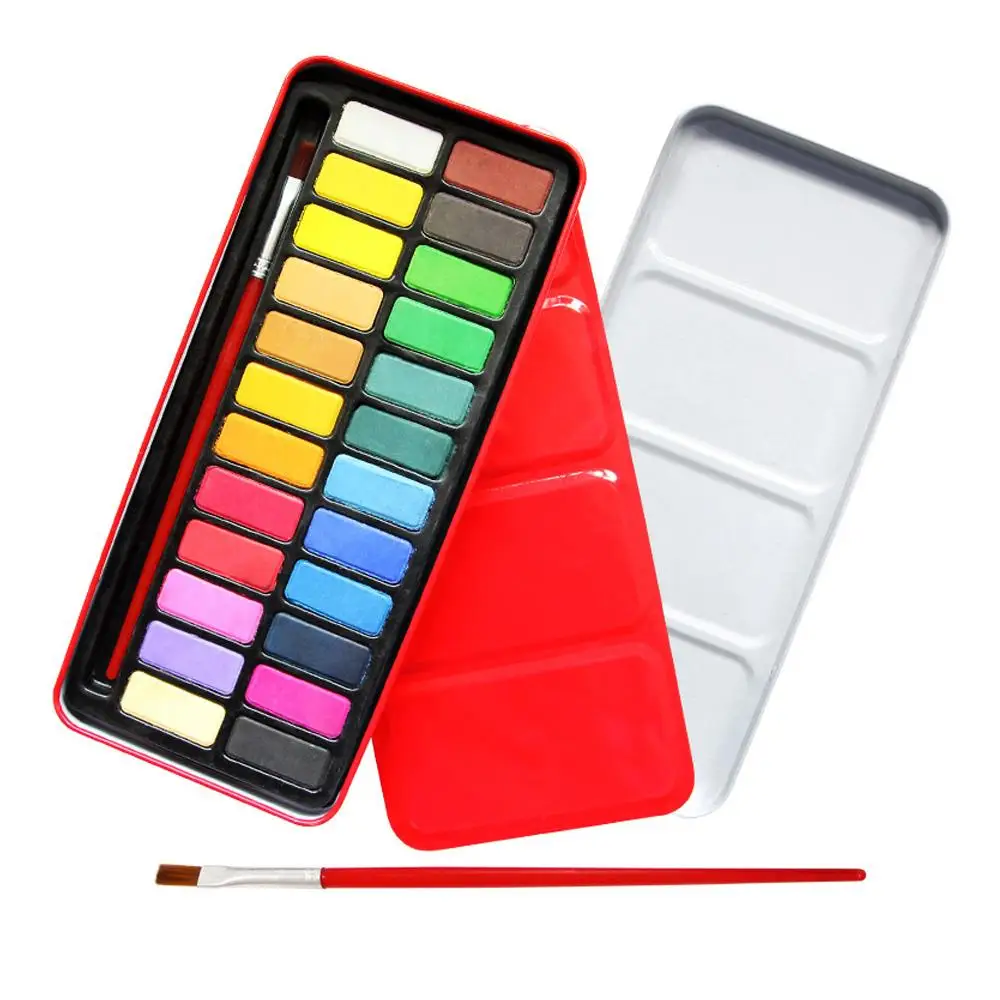 Pigment Paints Set Portable Professional Red Iron Boxes 24 Colors Student Art Supplies Solid Watercolour Set Brush Pen Drawing
Pigment Paints Set Portable Professional Red Iron Boxes 24 Colors Student Art Supplies Solid Watercolour Set Brush Pen Drawing