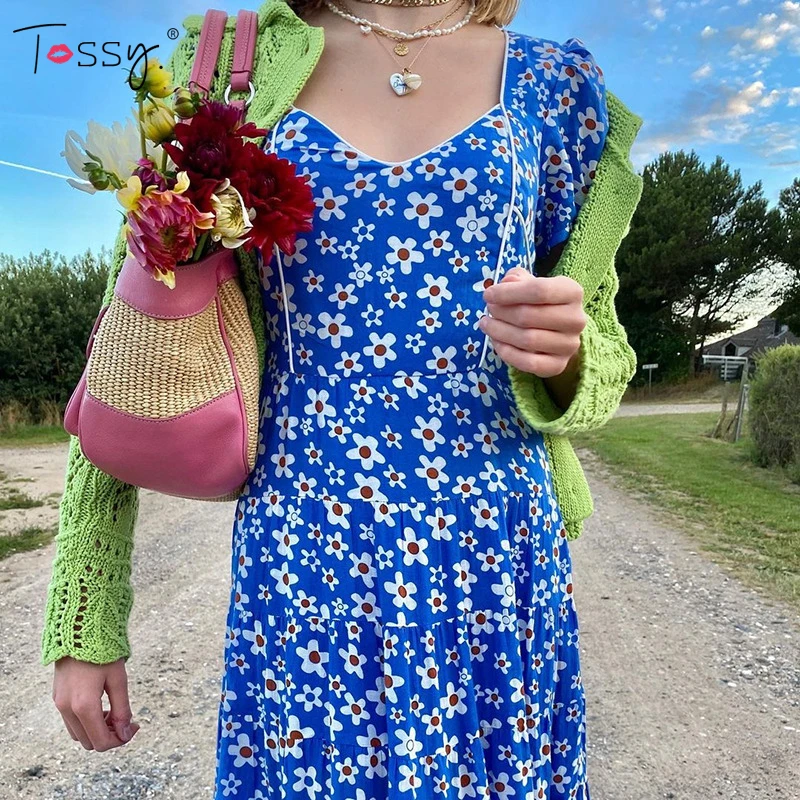 Tossy Casual Blue Floral Boho Women Maxi Dress Summer Short Sleeve Holiday Long Party Dress Female Vintage Elegant Vestidos 2021
Tossy Casual Blue Floral Boho Women Maxi Dress Summer Short Sleeve Holiday Long Party Dress Female Vintage Elegant Vestidos 2021