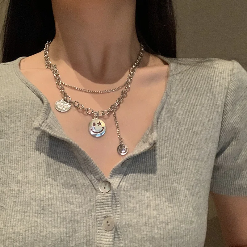 Double-layered Tassel Smiley Necklace Female Ins Hip Hop Cold Style Choker Senior Necklace for Women
Double-layered Tassel Smiley Necklace Female Ins Hip Hop Cold Style Choker Senior Necklace for Women