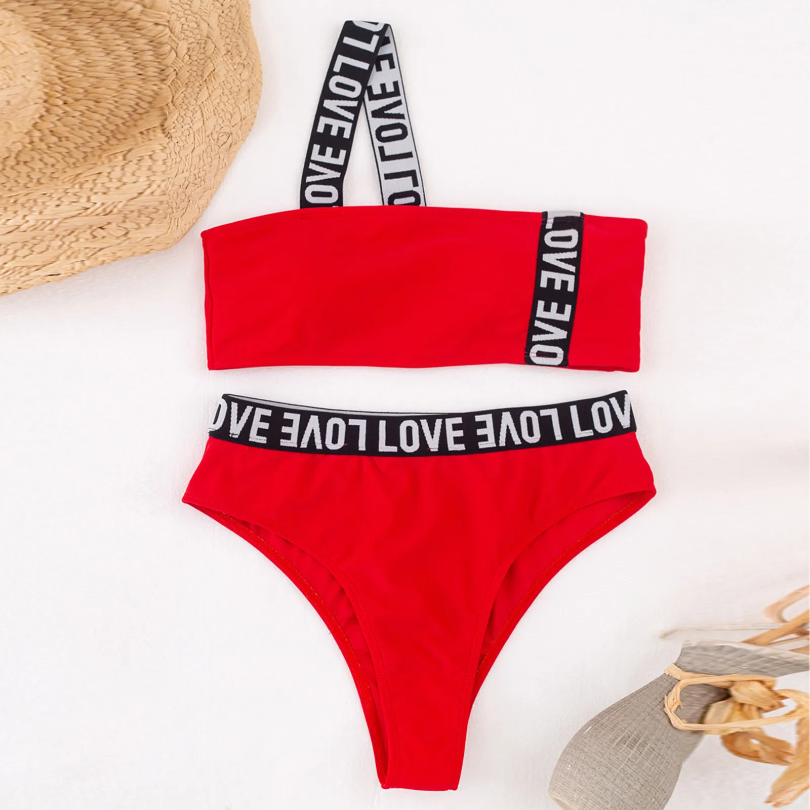 Letter Printed Female Swimsuit High Waist Bikini Women Swimwear Two-pieces Bikini set One Shoulder Bather Bathing Suit #4
Letter Printed Female Swimsuit High Waist Bikini Women Swimwear Two-pieces Bikini set One Shoulder Bather Bathing Suit #4