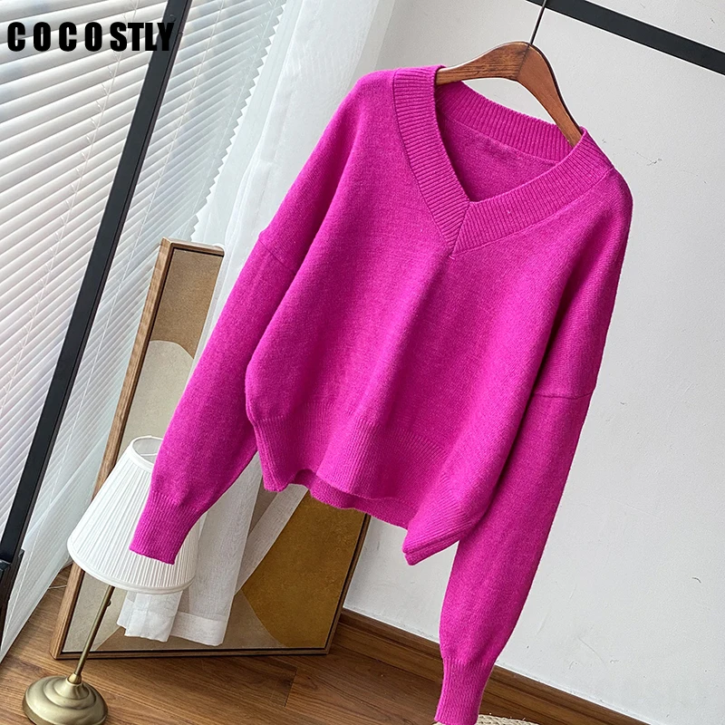 New Autumn Women Sweater Solid Color Loose V-neck Knitted Pullover Retro Long Sleeve Female Knitted Jumper Soft Sweater
New Autumn Women Sweater Solid Color Loose V-neck Knitted Pullover Retro Long Sleeve Female Knitted Jumper Soft Sweater