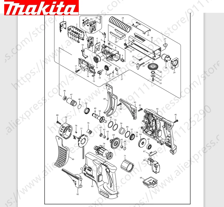 Maktia for DFR550 Rotor switch stator handle housing bearing Spindle gear (Consult customer service)
Maktia for DFR550 Rotor switch stator handle housing bearing Spindle gear (Consult customer service)