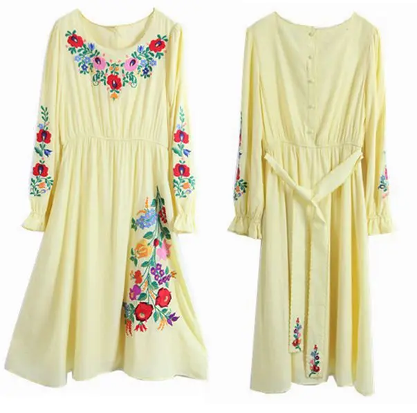 Spring Autumn Dress Women Vintage Eletgant Mori Girls Embroidery Goose Yellow Midi Dress Sweet Casual Loose Belted Long Dress
Spring Autumn Dress Women Vintage Eletgant Mori Girls Embroidery Goose Yellow Midi Dress Sweet Casual Loose Belted Long Dress