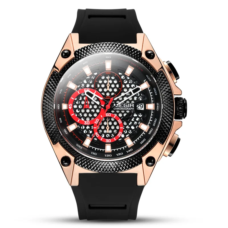2020 Men's Watch Fashion Luxury Business Watch Bee Mesh Design Quartz Watches Men's Silicone Band Waterproof Sports Chronograph