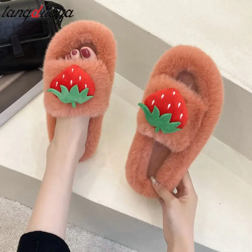 Strawberry furry slipper Woman Winter Shoes For Women Platform Home Slippers Faux Fur Warm Shoes Female Slides Plus Size 42
Strawberry furry slipper Woman Winter Shoes For Women Platform Home Slippers Faux Fur Warm Shoes Female Slides Plus Size 42