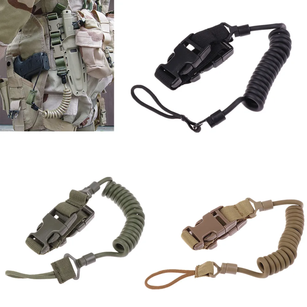 

Tactical Pistol Lanyard Secure Lanyard Sling Elastic Handgun Secure Spring Retention Rope Sling Outdoor Hunting Accessories