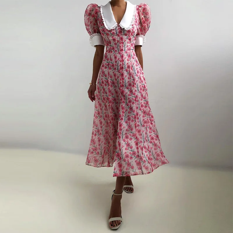 Women Spring Puff Shoulder A-Line Dress Elegant V Neck Button Long Party Dress Summer Mesh Short Sleeve Split Maxi Dress Vestido
Women Spring Puff Shoulder A-Line Dress Elegant V Neck Button Long Party Dress Summer Mesh Short Sleeve Split Maxi Dress Vestido