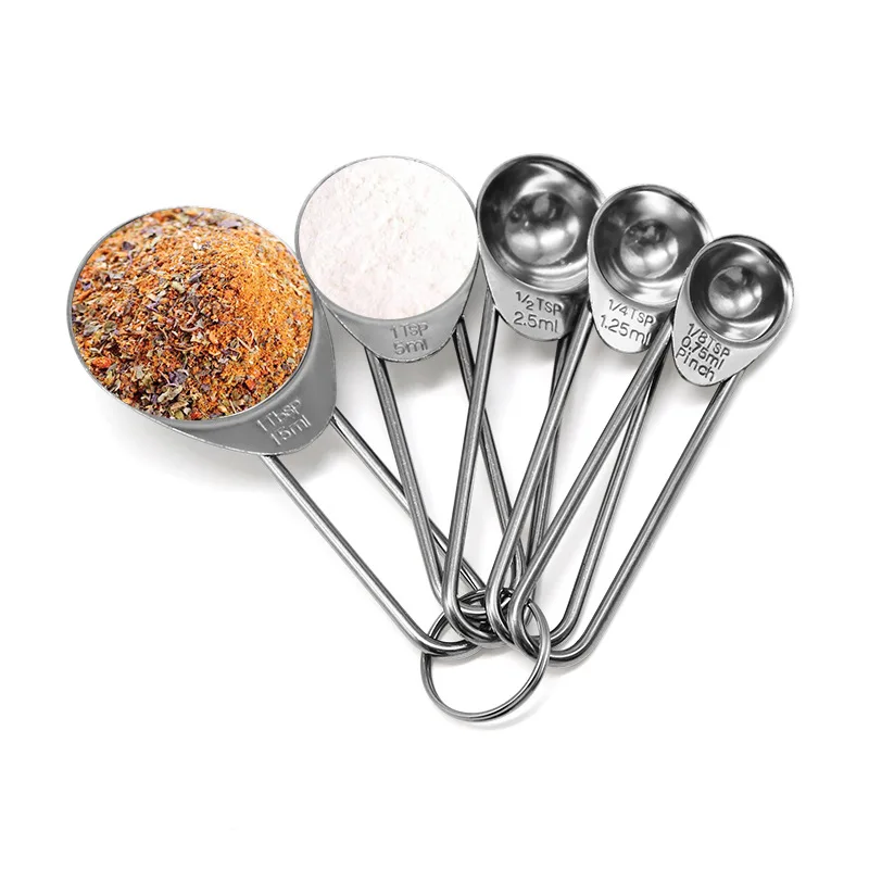 

5 Pcs Stainless Steel Measuring Cup Kitchen Scale Measuring Spoons Scoop for Baking Cooking Teaspoons Sugar Coffee Tools Set