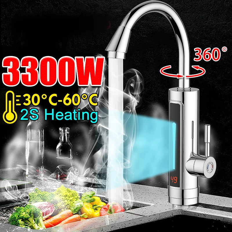 3300W Instant Electric Faucet 220V Hot Water Heater Stainless Steel LED Ambient Light Temperature Display Tap Bathroom Kitchen 
3300W Instant Electric Faucet 220V Hot Water Heater Stainless Steel LED Ambient Light Temperature Display Tap Bathroom Kitchen