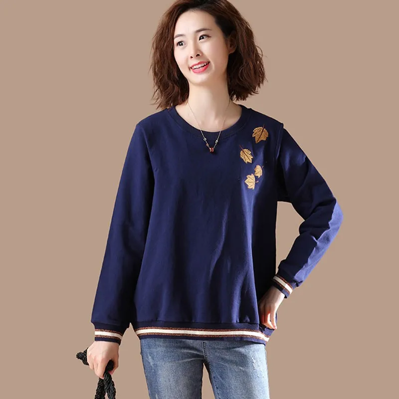 Plus Size Women Long Sleeve Sweatshirt New 2020 Autumn Simple Style Embroidery Leaf Loose Ladies Casual Cotton Hoodies S2092
Plus Size Women Long Sleeve Sweatshirt New 2020 Autumn Simple Style Embroidery Leaf Loose Ladies Casual Cotton Hoodies S2092