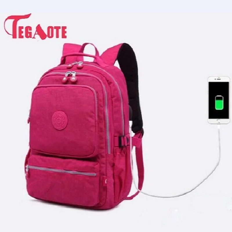 Фото TEGAOTE женский Школьный рюкзак Противоугонный USB для зарядки мужской ноутбука(China)