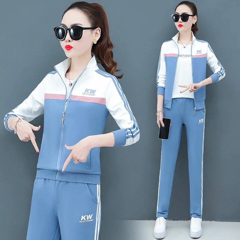 Spring Autumn Women Three Piece Set Tide Stitching Zipper Jacket Large Size Black Red Blue Slim Casual Pants Suit
Spring Autumn Women Three Piece Set Tide Stitching Zipper Jacket Large Size Black Red Blue Slim Casual Pants Suit