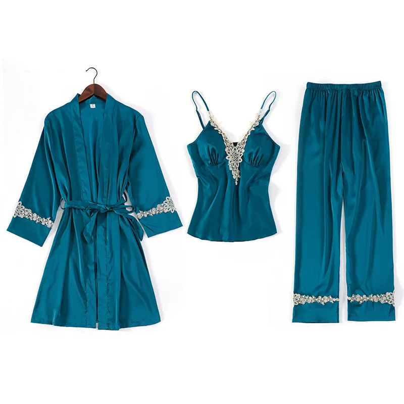 3PCS Pajamas Sleep Set Lady Kimono Gown Satin Sexy Female Bathrobe Nightwear Casual Loose Intimate Lingerie Lace Trim Sleepwear
3PCS Pajamas Sleep Set Lady Kimono Gown Satin Sexy Female Bathrobe Nightwear Casual Loose Intimate Lingerie Lace Trim Sleepwear