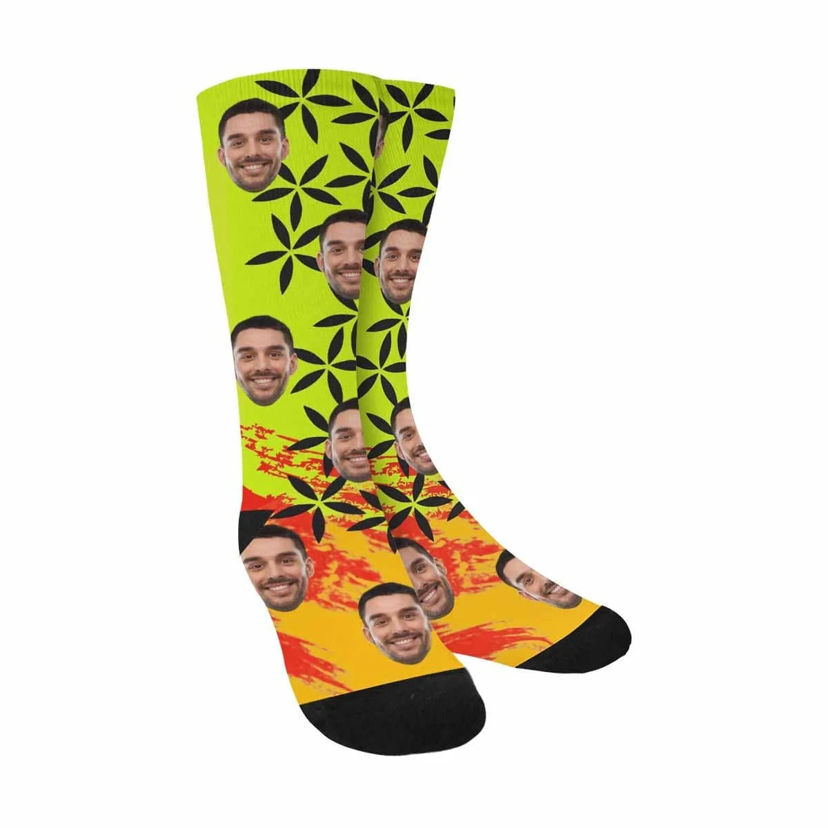Custom Face Leaves Sublimated Crew Socks 
Custom Face Leaves Sublimated Crew Socks