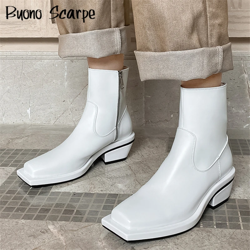 Square Toe Blue White Ankle Boots Genuine Leather Chunky High Heel Short Boots Leather Female Zipper Shoes Casual Western Shoes
Square Toe Blue White Ankle Boots Genuine Leather Chunky High Heel Short Boots Leather Female Zipper Shoes Casual Western Shoes
