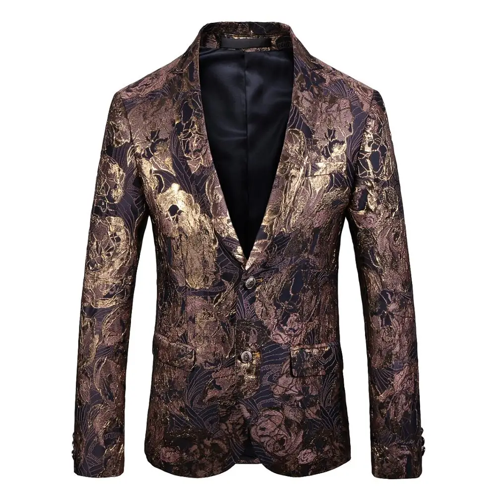 Mens High-end Jacquard Embroidery Gold Blazer British Style Slim Fit Suit Jacket Wedding Groom Party Costume
Mens High-end Jacquard Embroidery Gold Blazer British Style Slim Fit Suit Jacket Wedding Groom Party Costume