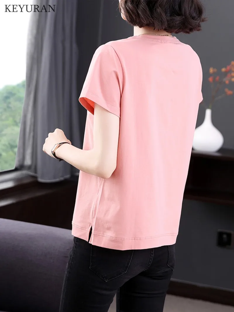 M-4XL Plus Size Short Sleeve T Shirts Women's Printed Big Size Tee Summer Cotton T-shirts Mom Oversize Pink Printing Loose Tops
M-4XL Plus Size Short Sleeve T Shirts Women's Printed Big Size Tee Summer Cotton T-shirts Mom Oversize Pink Printing Loose Tops